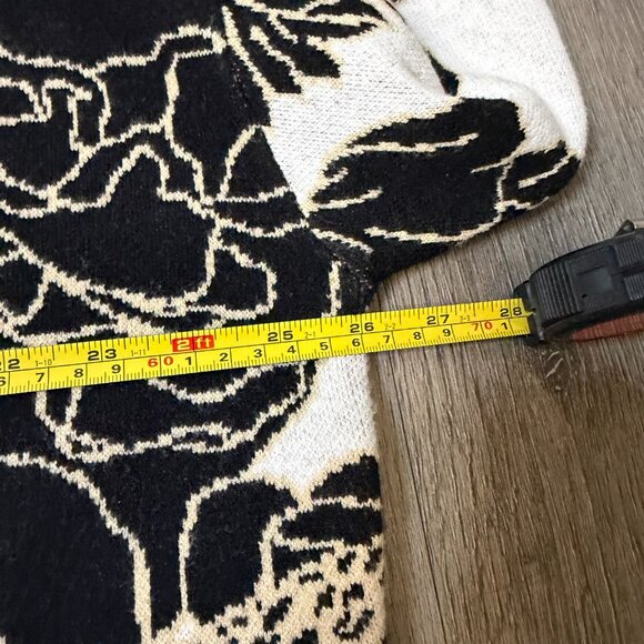 Maeve Anthropologie Floral Knit Mock Neck Half Zip Sweater Camel Black - Picture 10 of 11